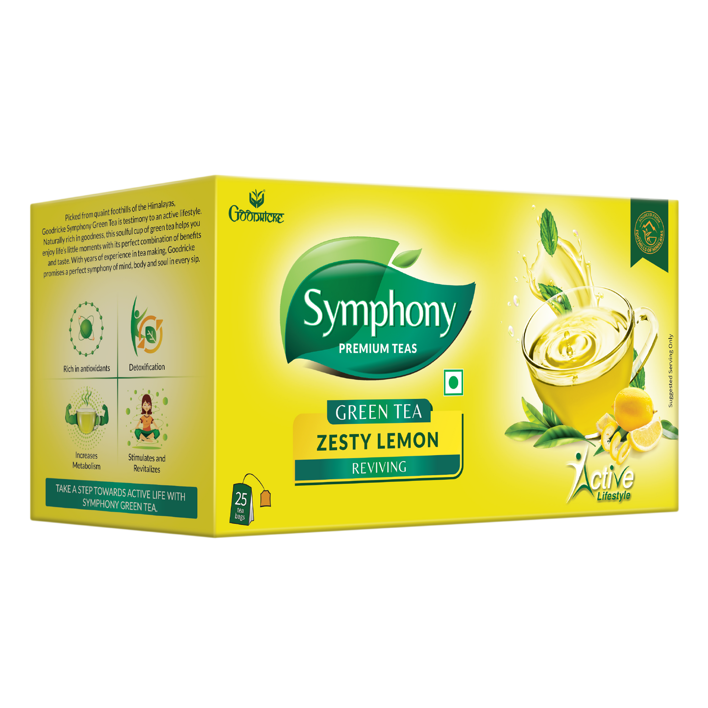 Symphony Zesty Lemon Green Tea, 25 Tea Bags (Pack of 6)