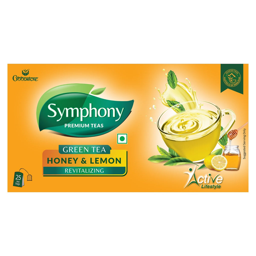 Symphony Lemon & Honey Green Tea, 25 Tea Bags (Pack of 6)