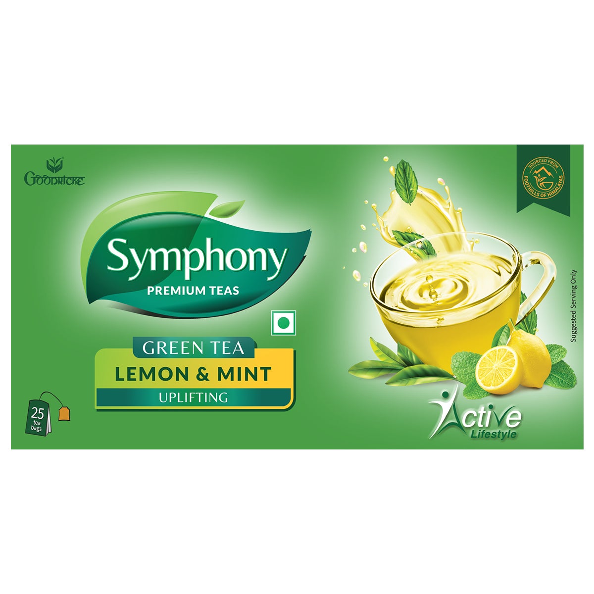 Symphony Lemon & Mint Green Tea, 25 Tea Bags (Pack of 6)