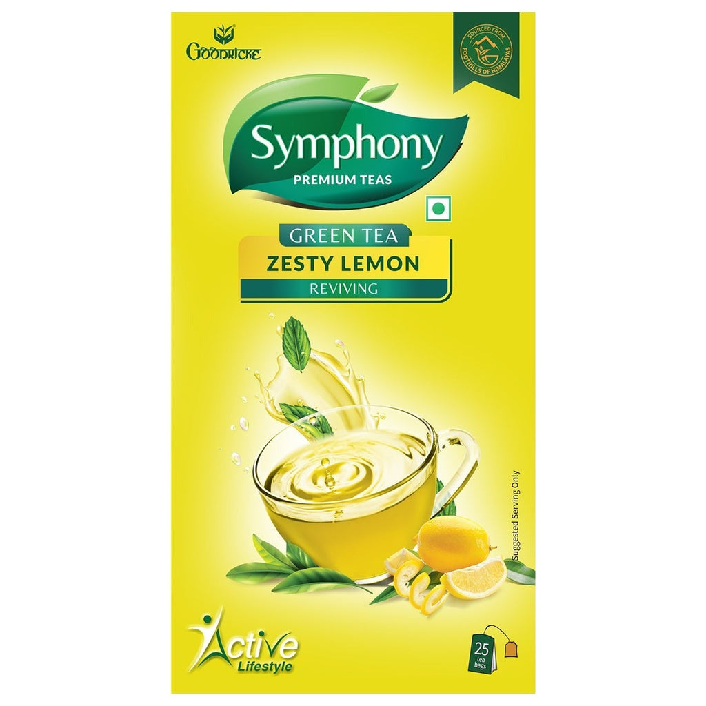 Symphony Zesty Lemon Green Tea, 25 Tea Bags (Pack of 6)